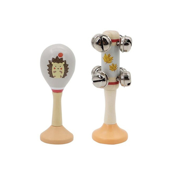 Kaper Kidz Calm & Breezy Hedgehog Wooden Maraca & Bell Stick Set 18m+