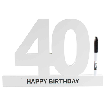 40th Birthday Signature Block White Novelty Birthday Party Statue