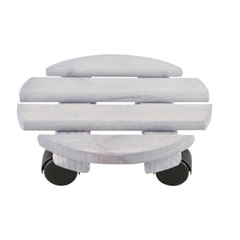 Esschert Design Round Wood Plant Trolley Garden Decor Small 23.3cm White