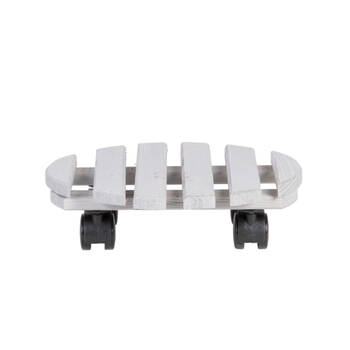 Esschert Design Round Wood Plant Trolley Garden Decor Large 28.4cm White