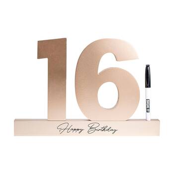 16th Rose Gold Signature Block Novelty Birthday Party Statue