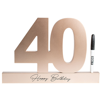 40th Rose Gold Signature Block Novelty Birthday Party Statue