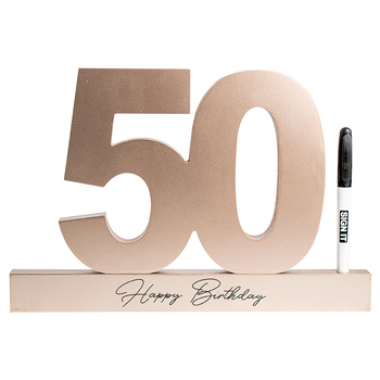 50th Rose Gold Signature Block Novelty Birthday Party Statue
