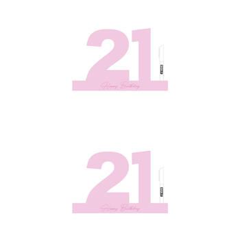 2PK LMD 21 Fairy Floss Pink Signature Block Birthday Message