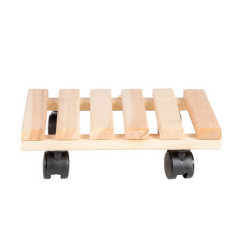 4PK Esschert Design Square Wood Plant Trolley Garden Outdoor Decor 29cm Natural