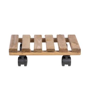 4PK Esschert Design Square Aged Wood Plant Trolley Garden Outdoor Decor 29cm