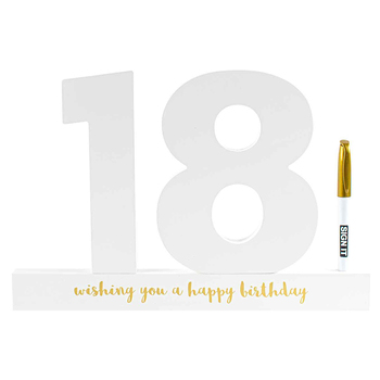 18th White Signature Block Gold Foil Novelty Birthday Party Statue