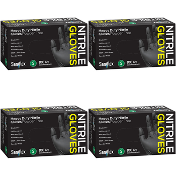 400pc Saniflex Saniflex Heavy Duty Nitrile Black S