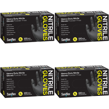 400pc Saniflex Saniflex Heavy Duty Nitrile Black XL