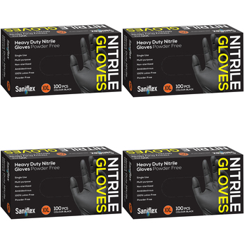 400pc Saniflex Saniflex Heavy Duty Nitrile Black XXL