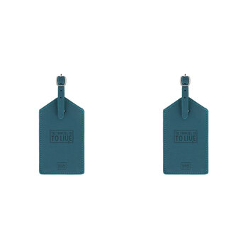 2PK Legami PU Leather Luggage Tag Address/Nametag - Petrol