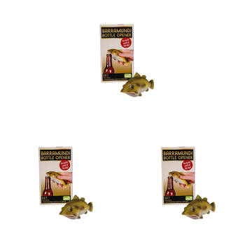 3PK Barramundi Bottle Opener Fun & Curiosity Wildlife Multicoloured Fish Shaped