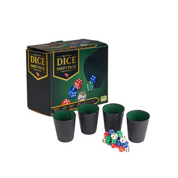 Dice Games Set with 4 Glass Cups Party Game Portable Multicoloured