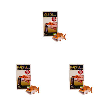 3PK Snapper Bottle Opener Fun & Curiosity Wildlife Orange Fish Shaped