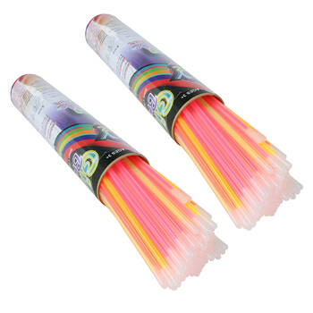 2x 100pc Razoo Glow Sticks In Tube With 100 Connectors 20cm Assorted