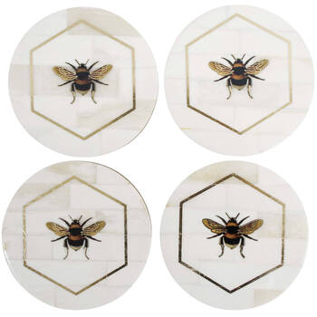 4pc LVD Bee Coasters Set Round Home/Kitchen Decor 10.16cm