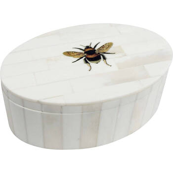 LVD Wooden Bee Box Oval Home/Lounge Decor White 12.7cm