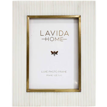 LVD 5x7 Photo Frame Brass Edge Picture Display White