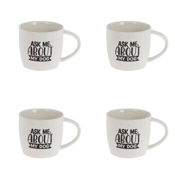 4PK Bramble Bay Ask About My Dog Quote Novelty/Coffee Mug White and Black