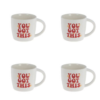 4PK Bramble Bay You Got This Motivational Quote Novelty/Coffee Mug Red and White