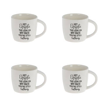 4PK Bramble Bay Despite The Look On My Face Quote Novelty/Coffee Mug White