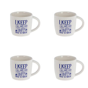 4PK Bramble Bay Dad Joke Dad-A-Base Quote Novelty/Coffee Mug White and Blue