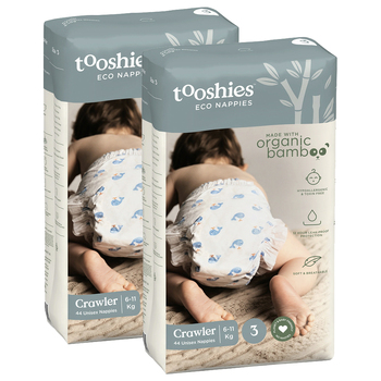 88pc Tooshies Eco Unisex 6-11kg Nappies Crawler Size 3