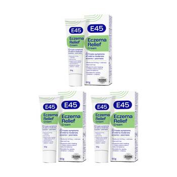 3PK E45 Eczema Relief Cream Soothe & Support Mild/Moderate and Psoriasis 60g