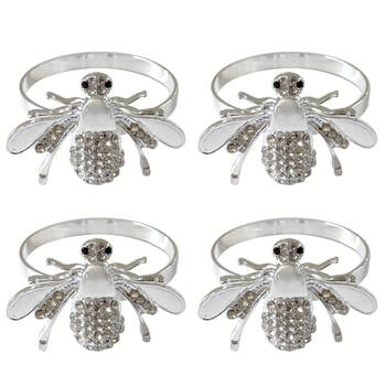 4pc Bee Napkin Rings - Silver