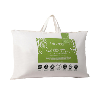 Bianca Natural Sleep Medium 750g Bamboo Blend Standard Pillow - White