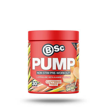 BSc PUMP No Stimulant Pre-Workout Powder 30 Serves 300g Orange Sherbet