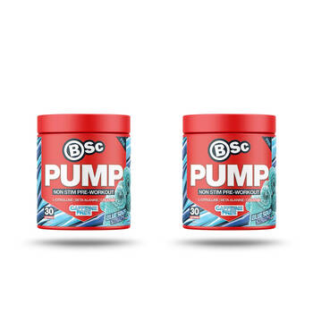 2PK BSc PUMP No Stimulant Pre-Workout Powder 30 Serves 300g Blue Sour Straps