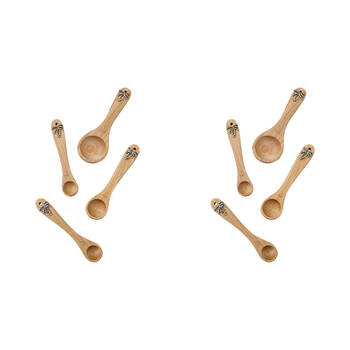 2PK LVD Acacia Wood/Metal Measuring Baking Spoon Set 16x3cm Palm Silver