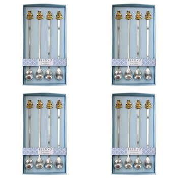 4PK 4pc LVD Metal Long Spoon Christmas Home/Kitchen Decor 22.5cm