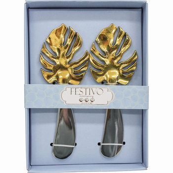 2pc LVD Tropical Decorative Metal Spreaders 14.5x10.5cm - Silver/Gold