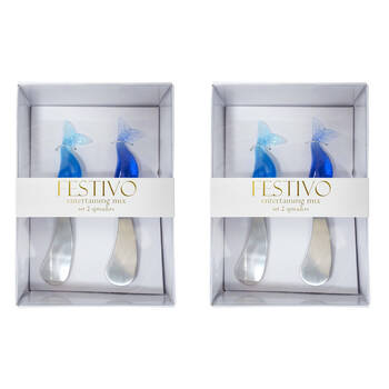 2x 2pc LVD Stainless Steel Glass Spreader Charcuterie Cutlery Set 17cm Whale