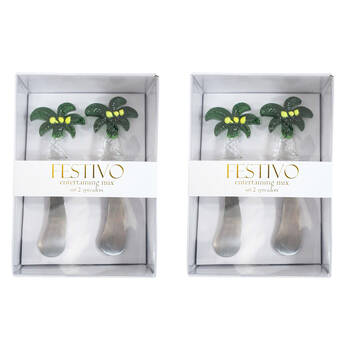 2x 2pc LVD Stainless Steel Glass Spreader Charcuterie Cutlery Set 17cm Palm