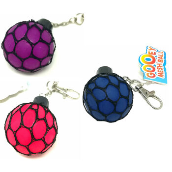 3PK Fumfings Novelty Gooey Mesh Keyring 6cm - Assorted