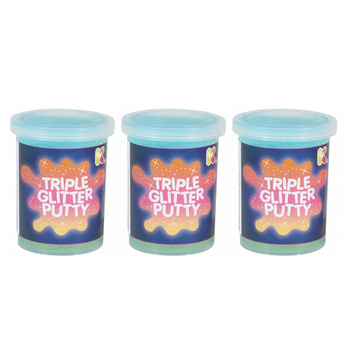 3PK Fumfings Novelty Triple Glitter Putty 6cm - Assorted