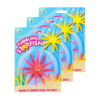 3PK Fumfings Novelty Sticky Tumbling Starfish 18cm - Assorted