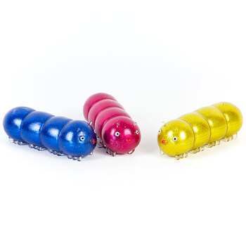 3PK Fumfings Novelty Squidgy Disco Caterpillars 10cm - Assorted