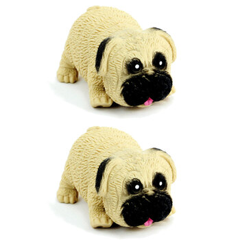 2x Fumfings 9cm Stretchy Pug Kids Squishy 3y+ Toy