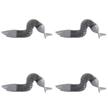 4PK Pocket Money Fun 19cm Poptube Shark Play Toy - Grey