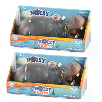 2PK Pocket Money Fun 21cm Noisy Hippo Kids Squishy Toy 3y+