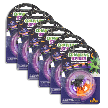 6x 12pc Pocket Money Fun 3cm Crawling Spiders Kids Toy 3y+