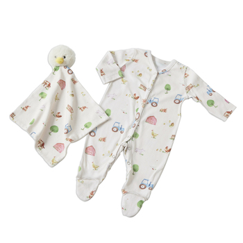 2pc Jiggle & Giggle Barnyard Babies Romper & Comforter Set Baby Clothing