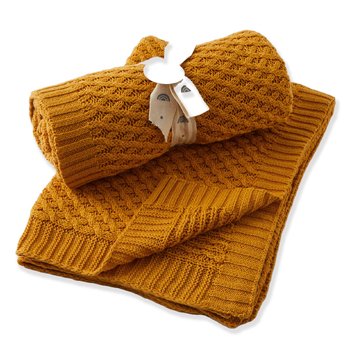 Nordic Kids Baby Basket Weave Cot Pram Knit 100cm Blanket - Honey