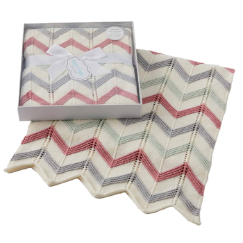 Nordic Kids 75x100cm Blush Zig-Zag Knit Baby Cotton Blanket