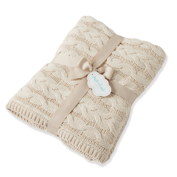 Jiggle & Giggle Aurora 90cm Cable Knit Baby Blanket - Oatmeal