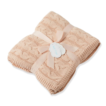 Jiggle & Giggle Aurora 90cm Cable Knit Baby Blanket - Pink Clay/Cream